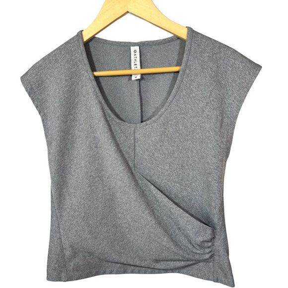 ATHLETA Women’s Bayview Faux Wrap Cap Sleeve Cropped Tee Gray Size Medium - Picture 1 of 10